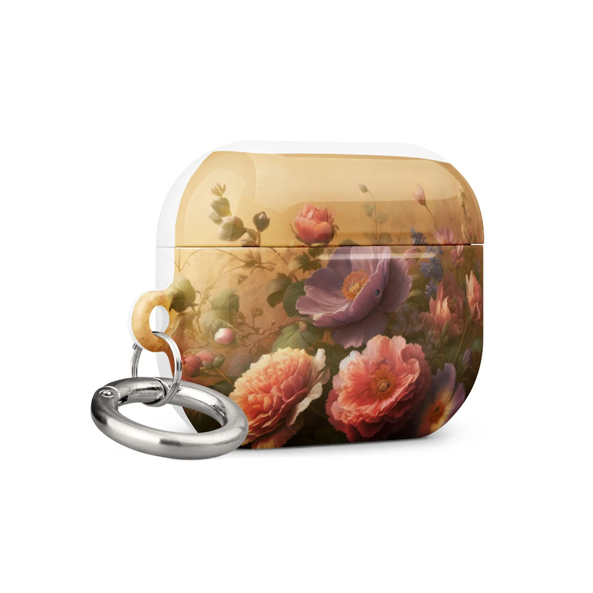 Vintage Floral AirPods® Case | Impact-Resistant Polycarbonate | Metal Carabiner | Scratch & Drop Protection