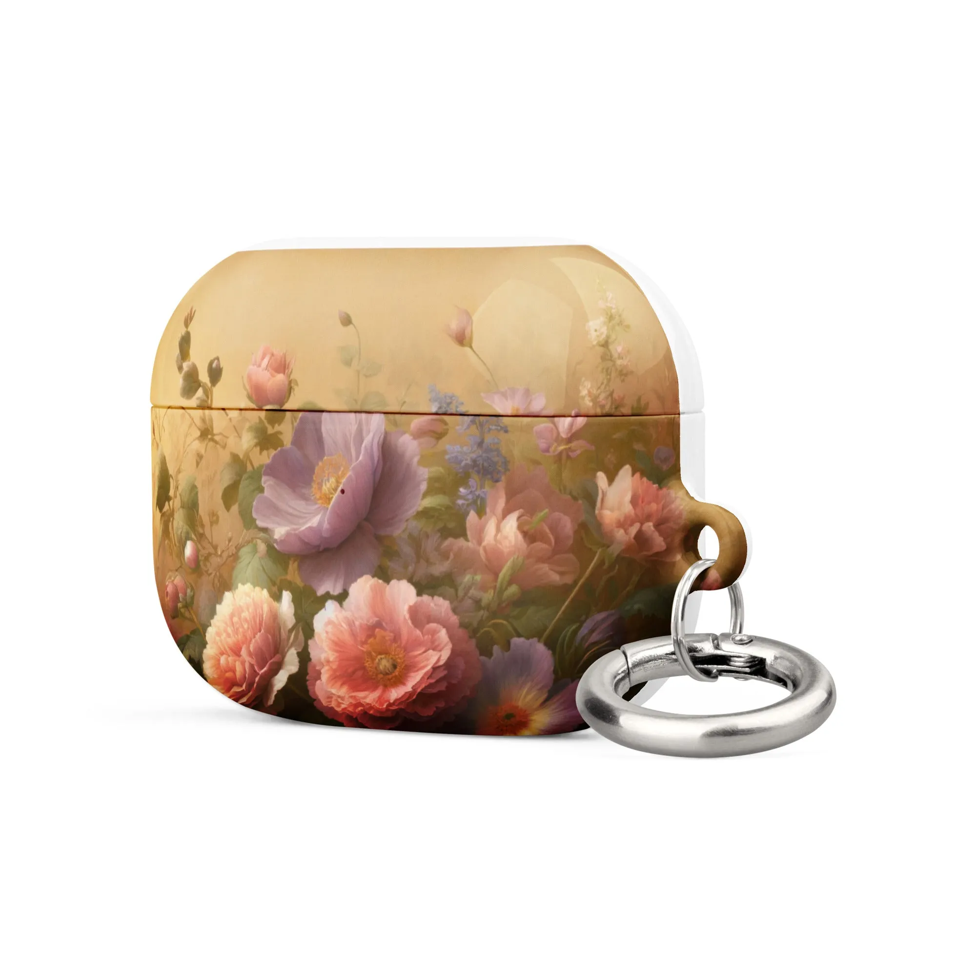 Vintage Floral AirPods® Case | Impact-Resistant Polycarbonate | Metal Carabiner | Scratch & Drop Protection