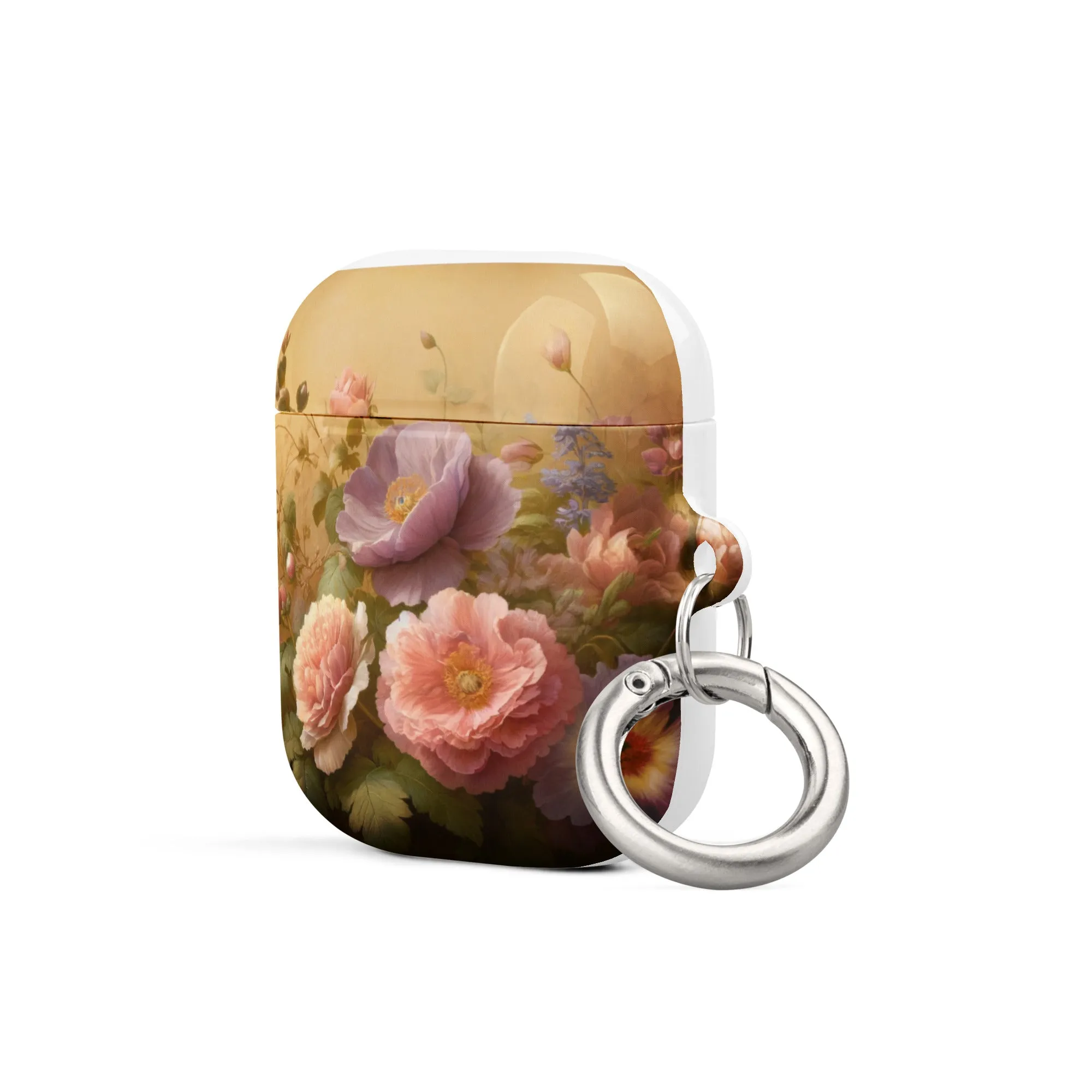 Vintage Floral AirPods® Case | Impact-Resistant Polycarbonate | Metal Carabiner | Scratch & Drop Protection