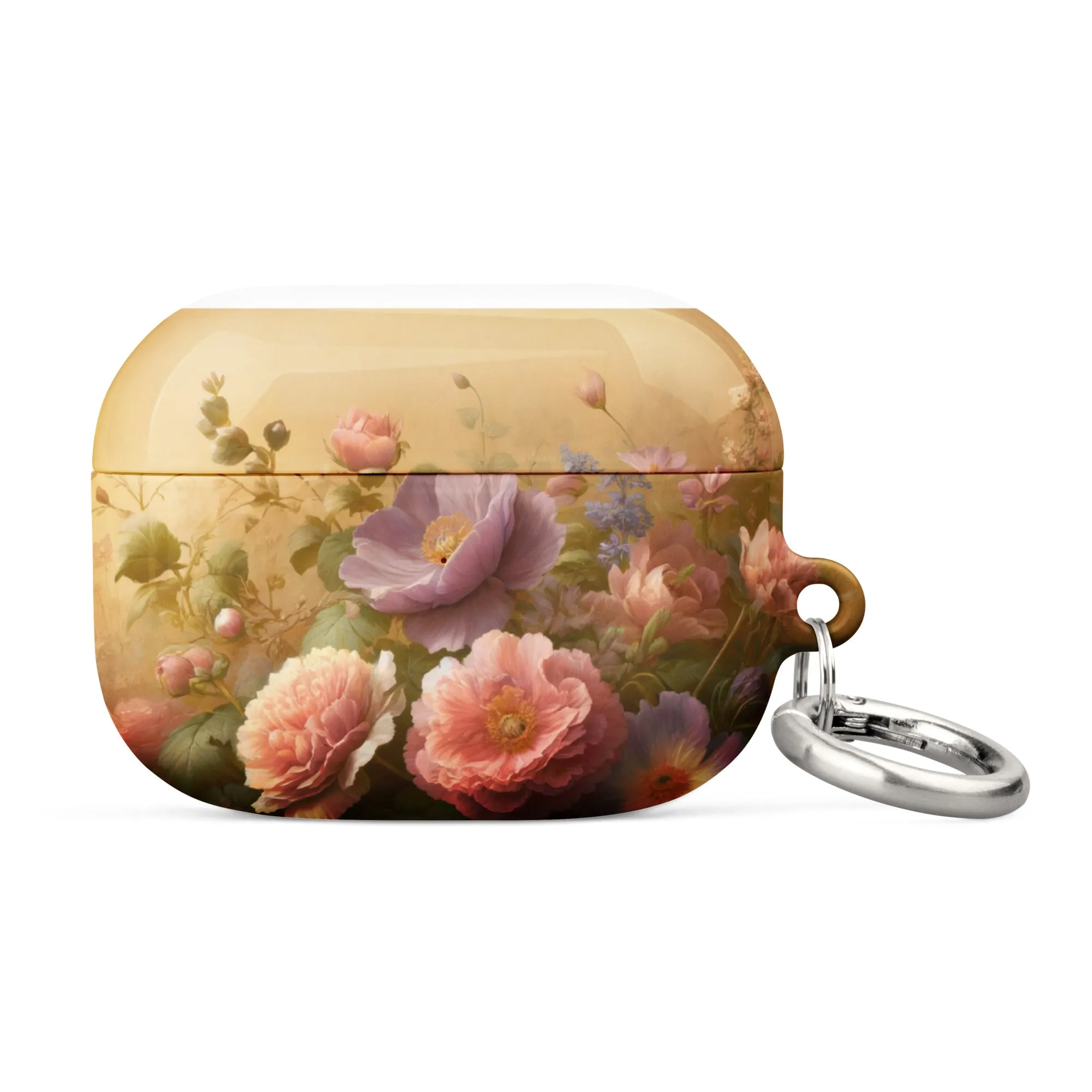 Vintage Floral AirPods® Case | Impact-Resistant Polycarbonate | Metal Carabiner | Scratch & Drop Protection