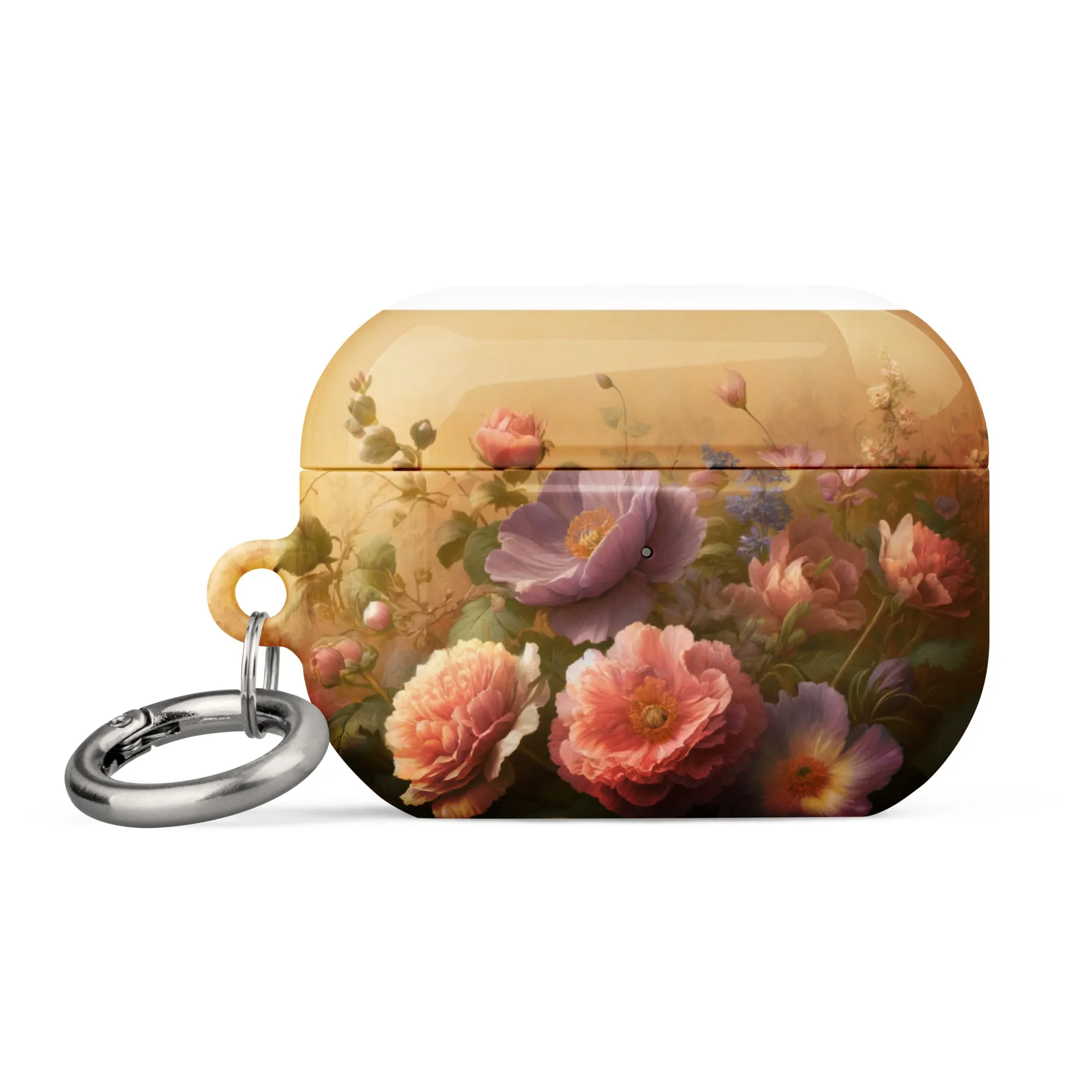 Vintage Floral AirPods® Case | Impact-Resistant Polycarbonate | Metal Carabiner | Scratch & Drop Protection