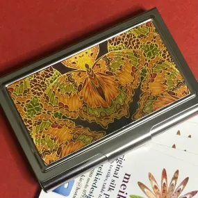 Warm Terracottas and Green Butterfly Business Card Holder