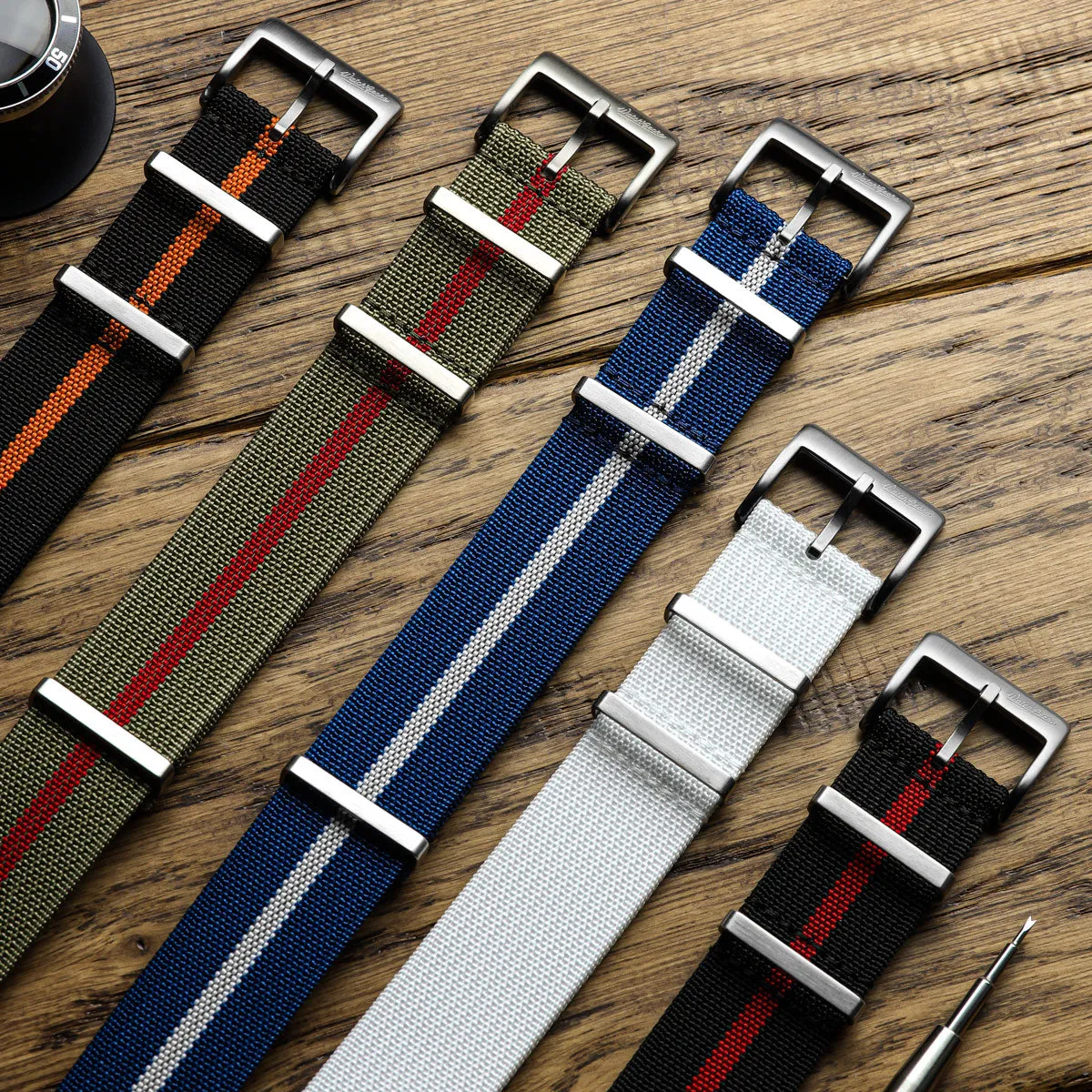 WatchGecko Ridge British Military Watch Strap - Black & Orange