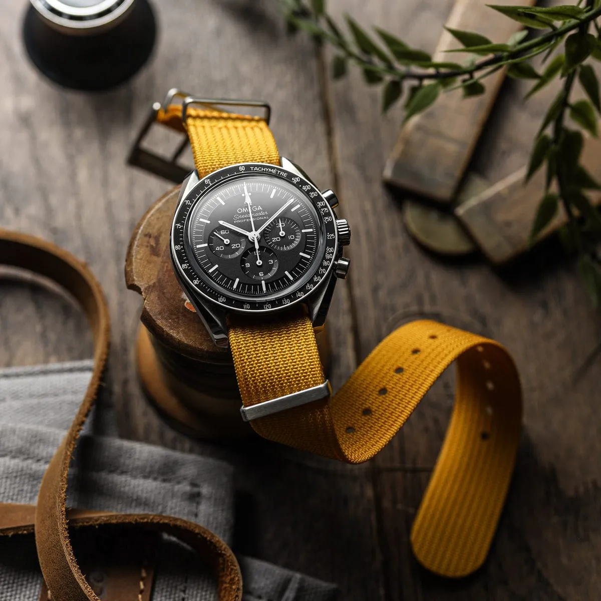 WatchGecko Ridge Military Nylon Watch Strap - Mustard Yellow