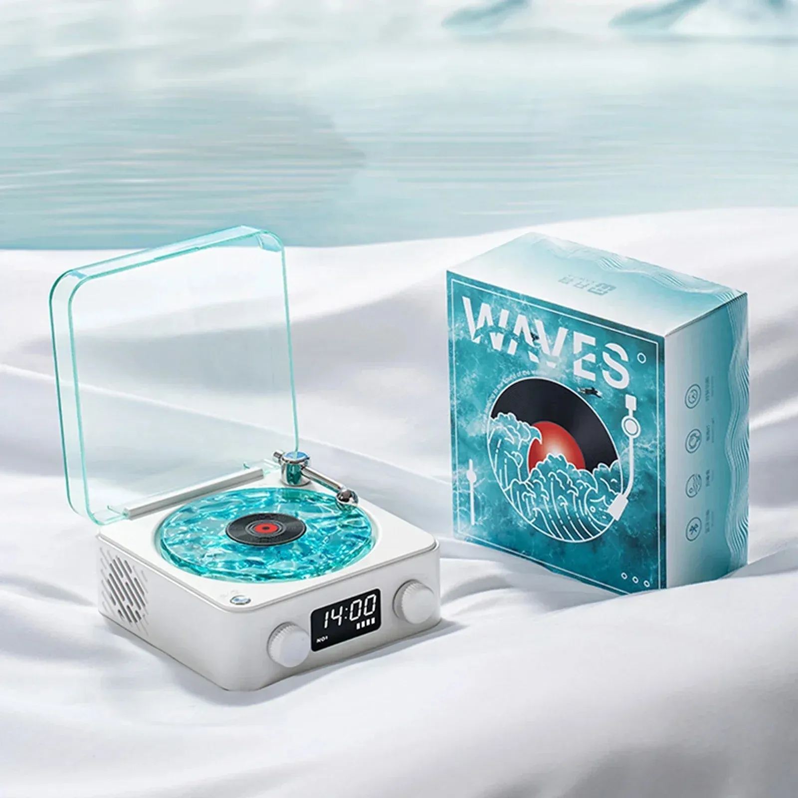 Waves Bluetooth Vinyl Player & Retro Speaker with RGB Light