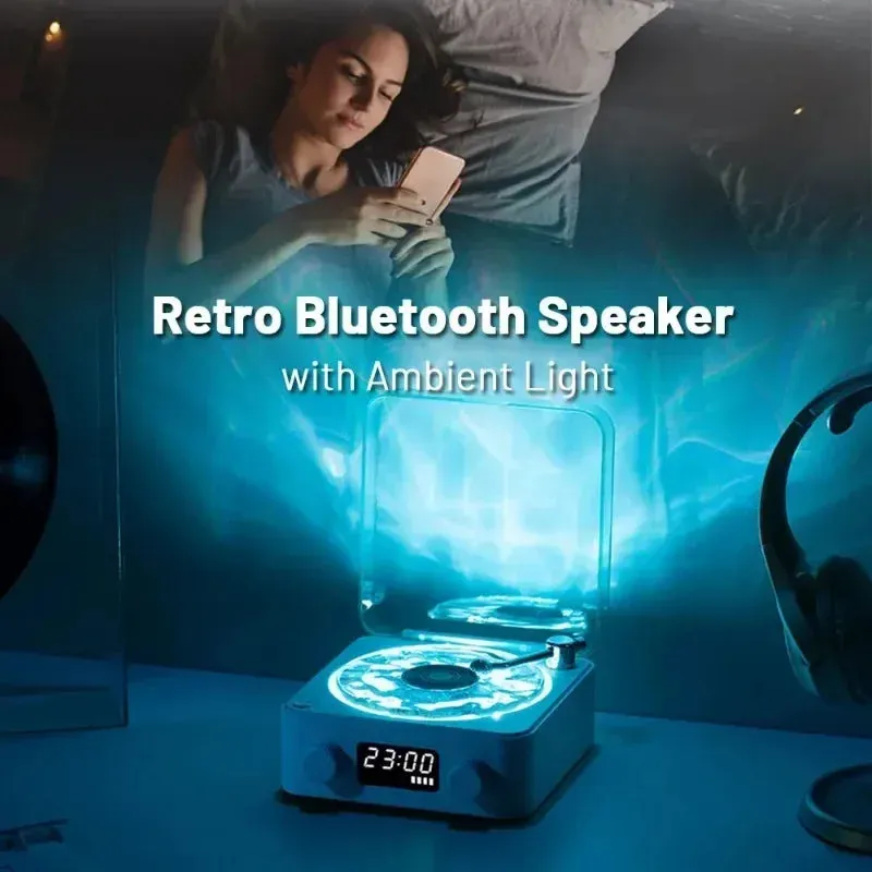 Waves Bluetooth Vinyl Player & Retro Speaker with RGB Light