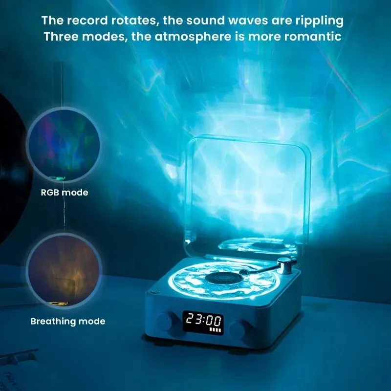 Waves Bluetooth Vinyl Player & Retro Speaker with RGB Light