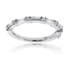 White Gold .50ctw Baguette & Round Diamond Band