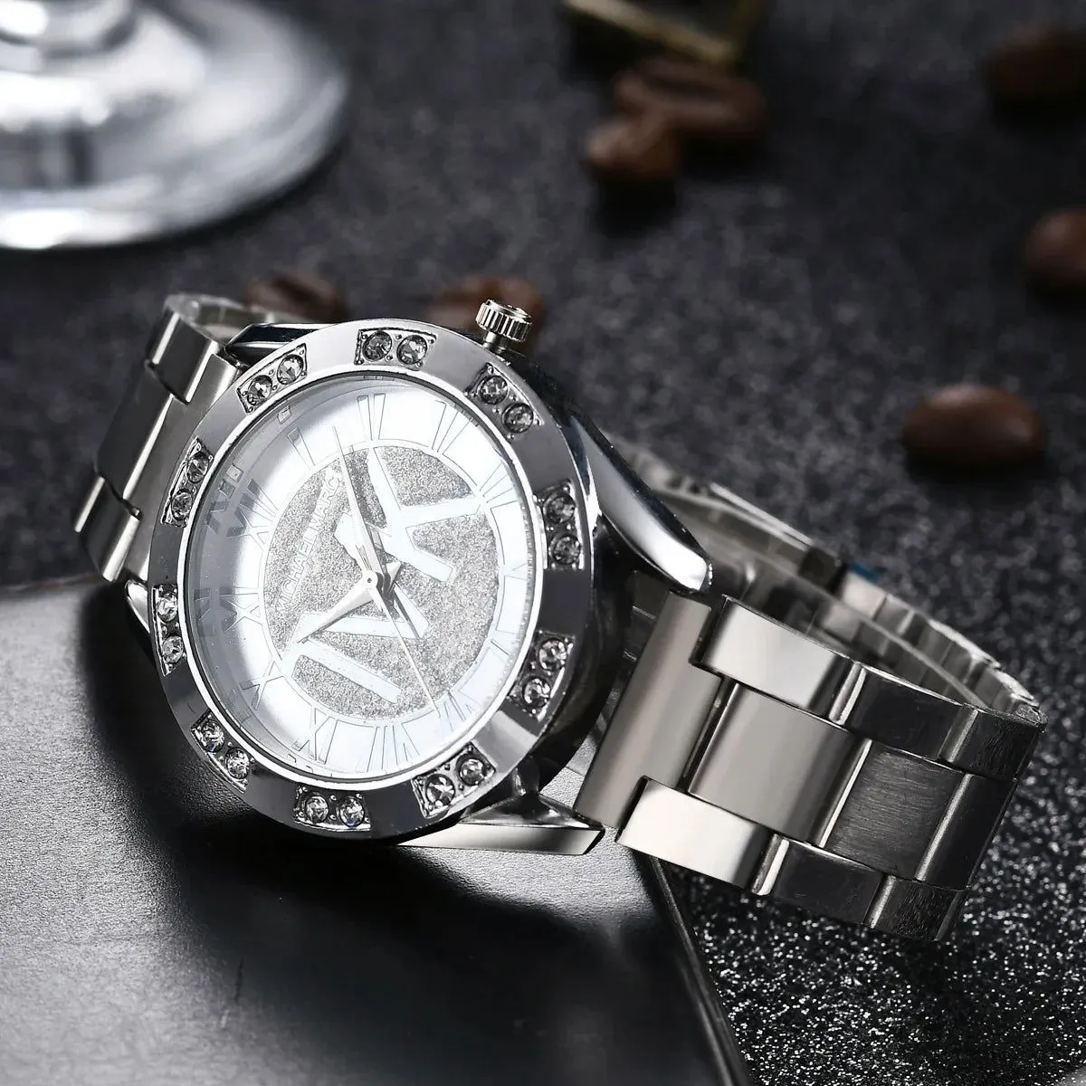 Women Crystal Diamond Watches Luxury Brand Gold WristWatch Stainless Steel Women's Watch Clock Leisure Reloj Mujer TVK