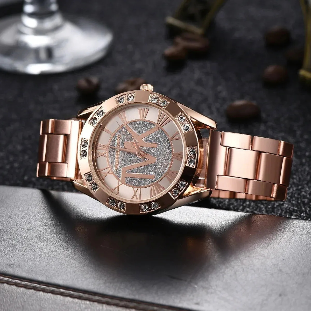 Women Crystal Diamond Watches Luxury Brand Gold WristWatch Stainless Steel Women's Watch Clock Leisure Reloj Mujer TVK