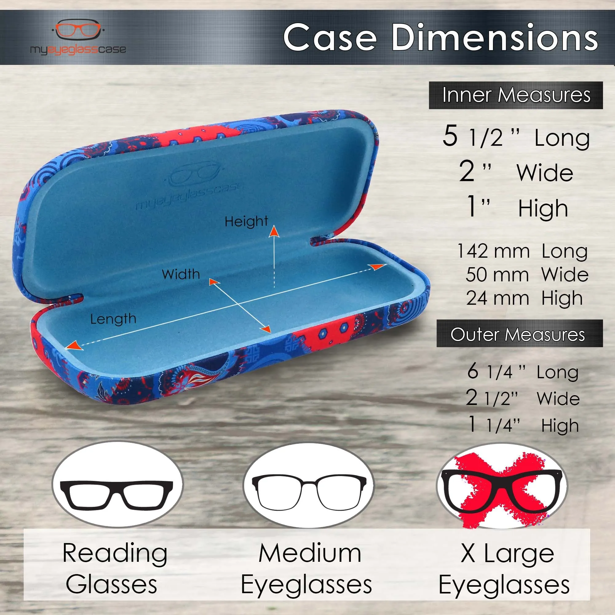 Women hard glasses case - eyeglass case Holder w/Pouch & Cloth Medium size (AS126 Patchwork)