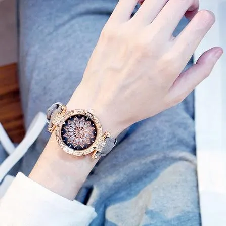 Women Watches Set Starry Sky Ladies Bracelet Watch Casual Leather Sports Quartz Wristwatch Clock Relogio Feminino