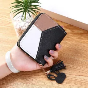 Women's Leather Patchwork Clutch Wallet