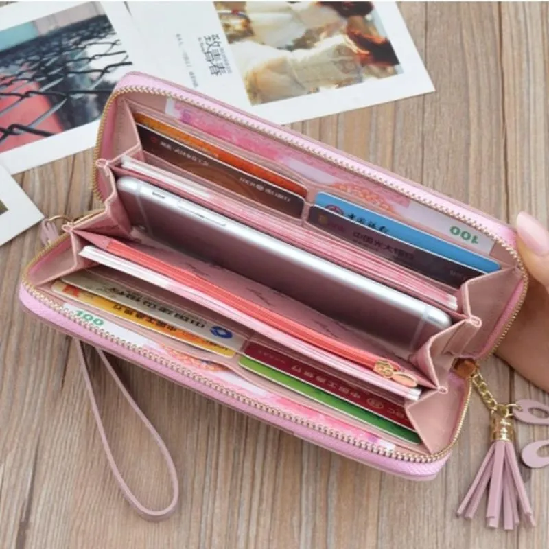 Women's Leather Patchwork Clutch Wallet