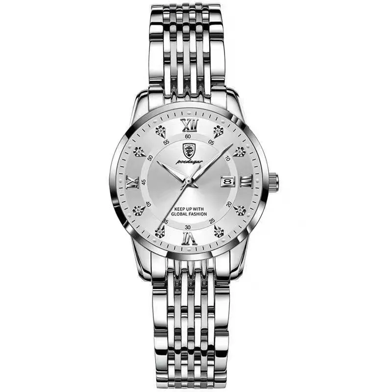 Women's Luxury Fashion Quartz Watch with Luminous Date - Stainless Steel