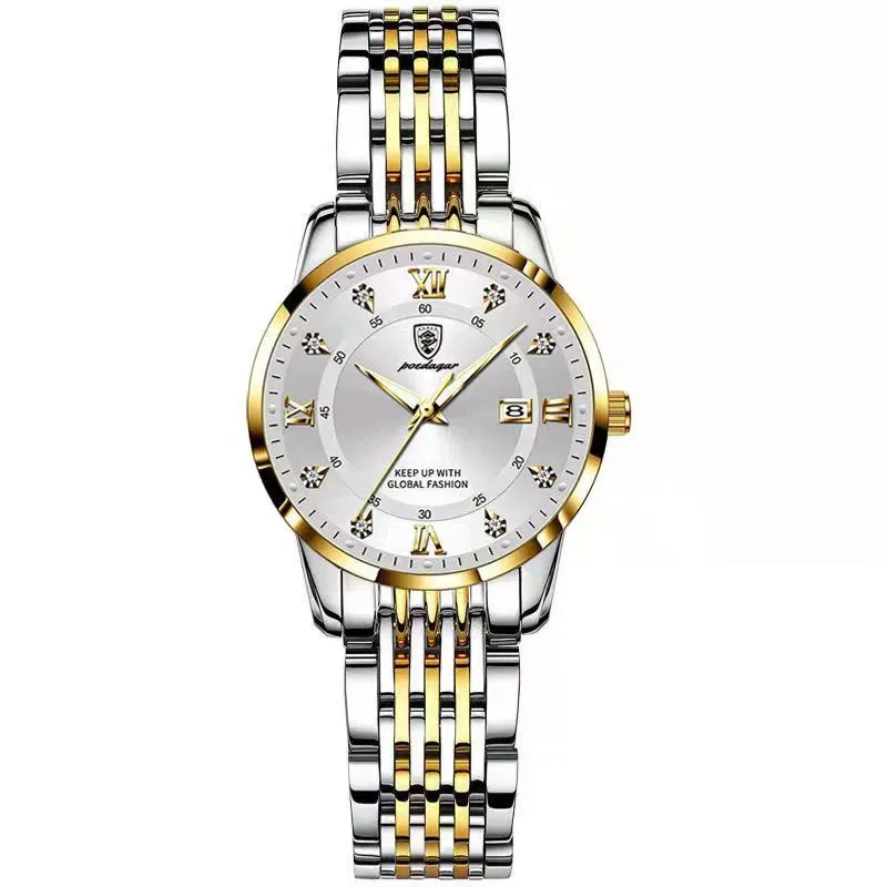 Women's Luxury Fashion Quartz Watch with Luminous Date - Stainless Steel