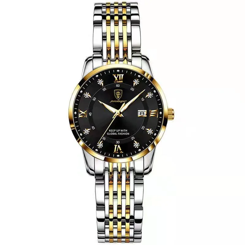 Women's Luxury Fashion Quartz Watch with Luminous Date - Stainless Steel