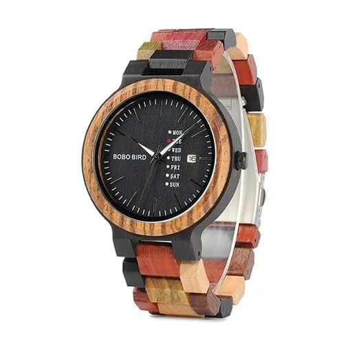 Wooden Watch with Colorful Band