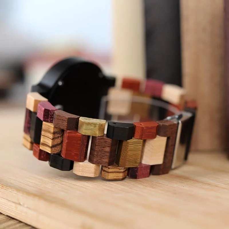 Wooden Watch with Colorful Band