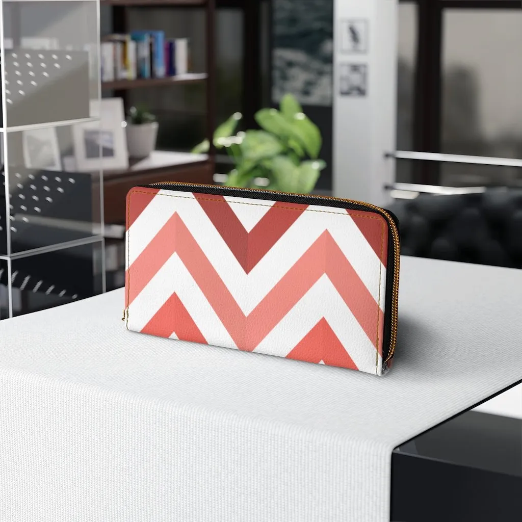 Wristlet Phone Wallet, White and Red Geometric Style Purse