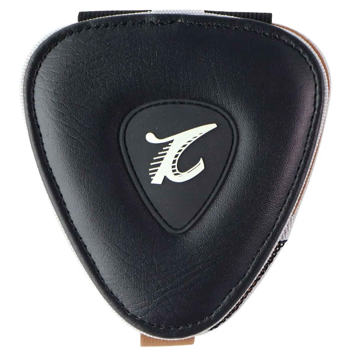 XTON Guitar Picks Holder for Acoustic & Electric Guitar - Black Leather/Brown