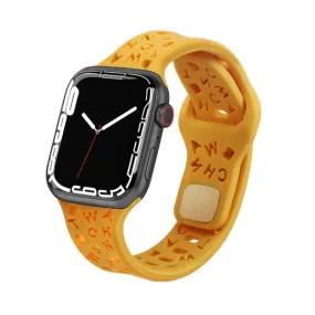 Yellow Alphabet Pattern Silicone Apple Watch Band 黃色英文字母圖案矽膠 Apple 錶帶 KCWATCH1234